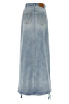 destroyed denim maxi skirt cotton denim skirt