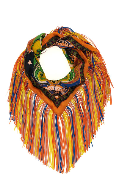 floral jacquard scarf in pure silk