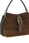 the furla flow m handbag has a structured shape defined by a sophisticated play