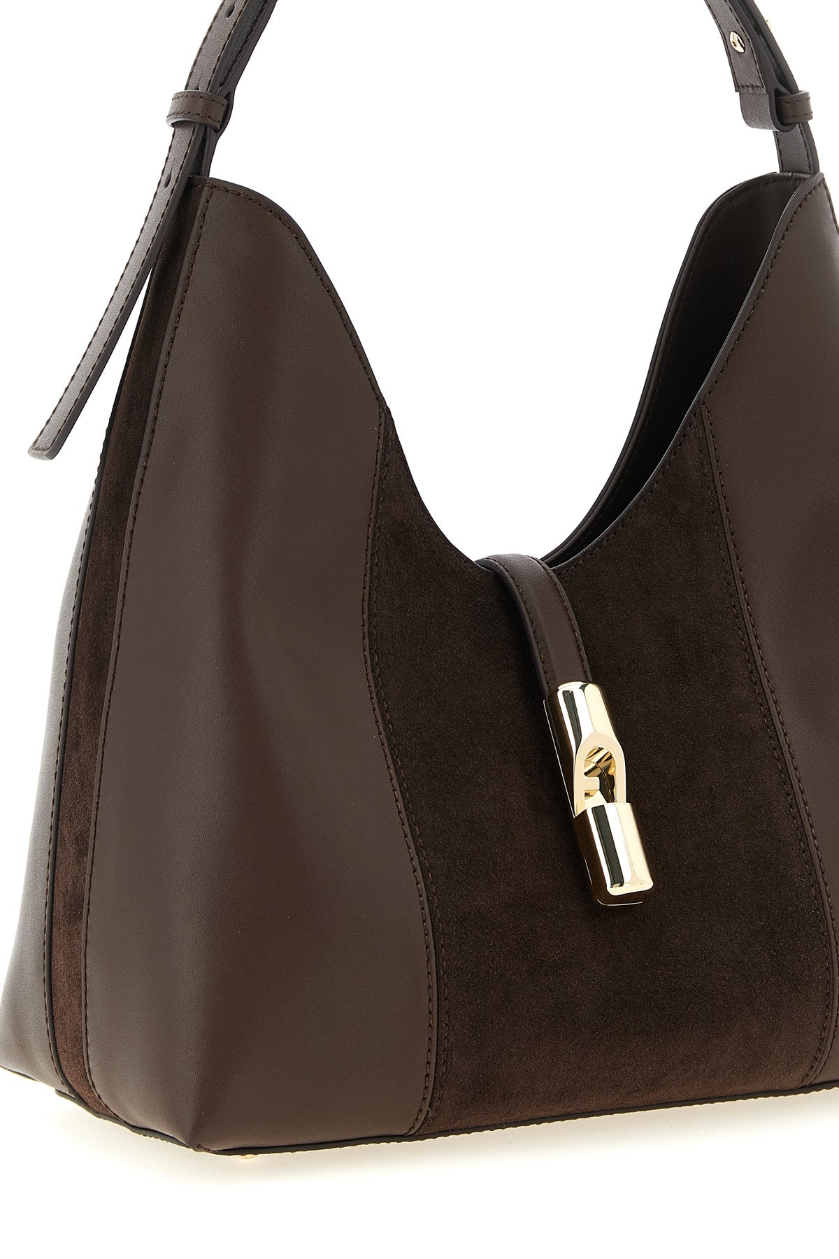 the furla goccia m hobo shoulder bag defines a curved and structured silhouett