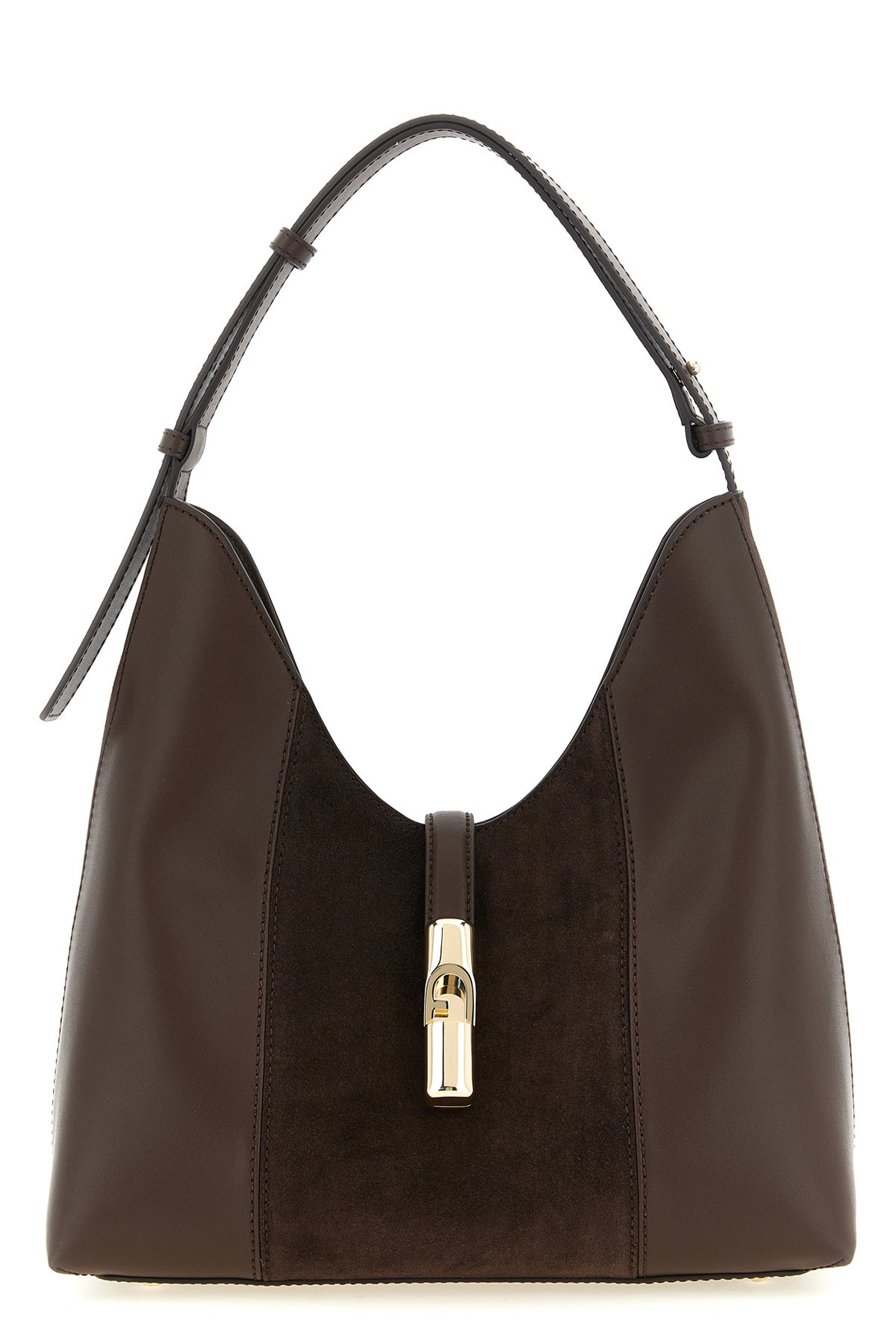 the furla goccia m hobo shoulder bag defines a curved and structured silhouett