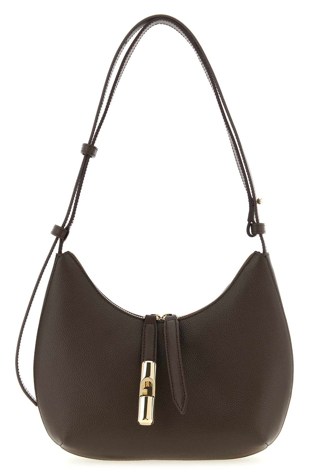 small furla goccia shoulder bag in hammered and smooth leather