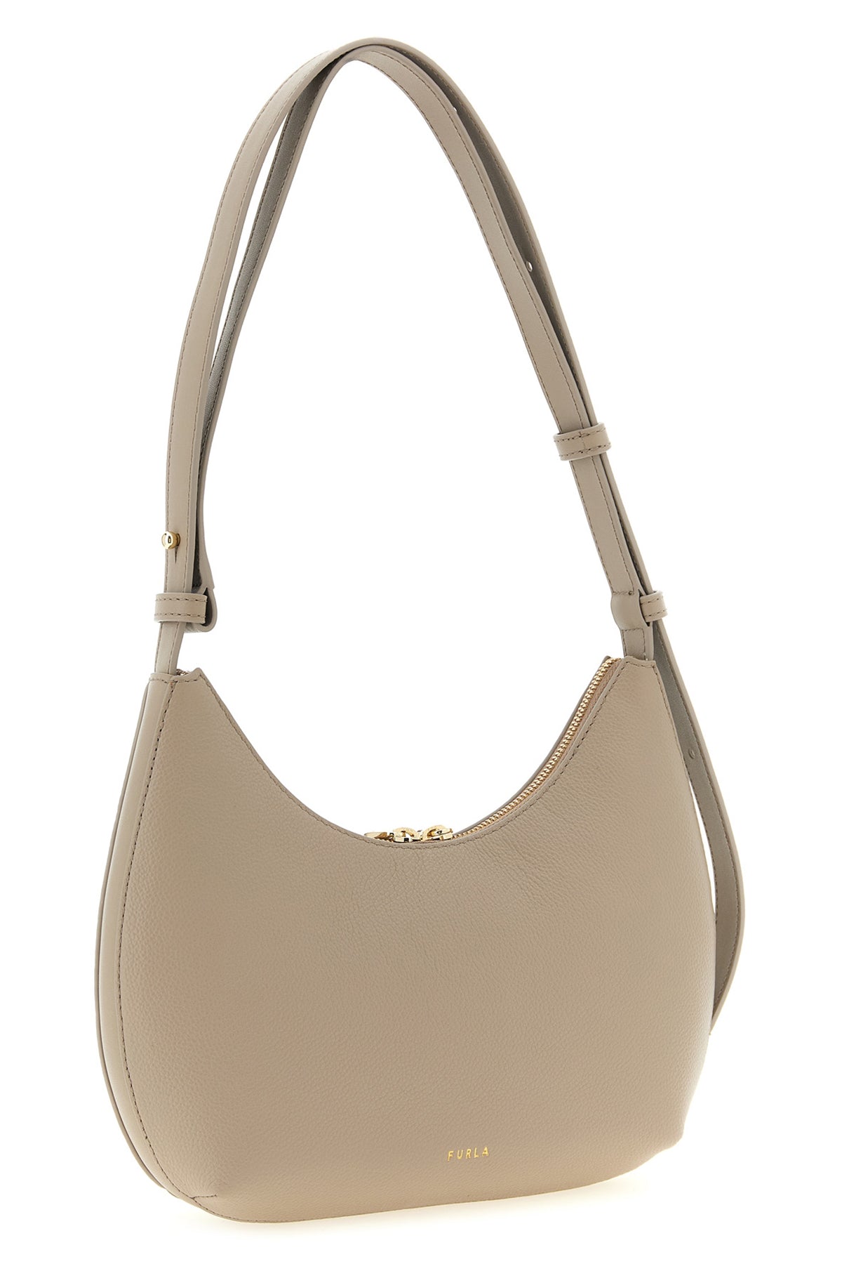 small furla goccia shoulder bag in hammered and smooth leather