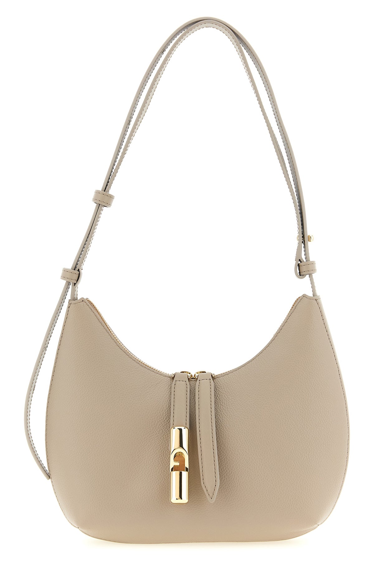 small furla goccia shoulder bag in hammered and smooth leather