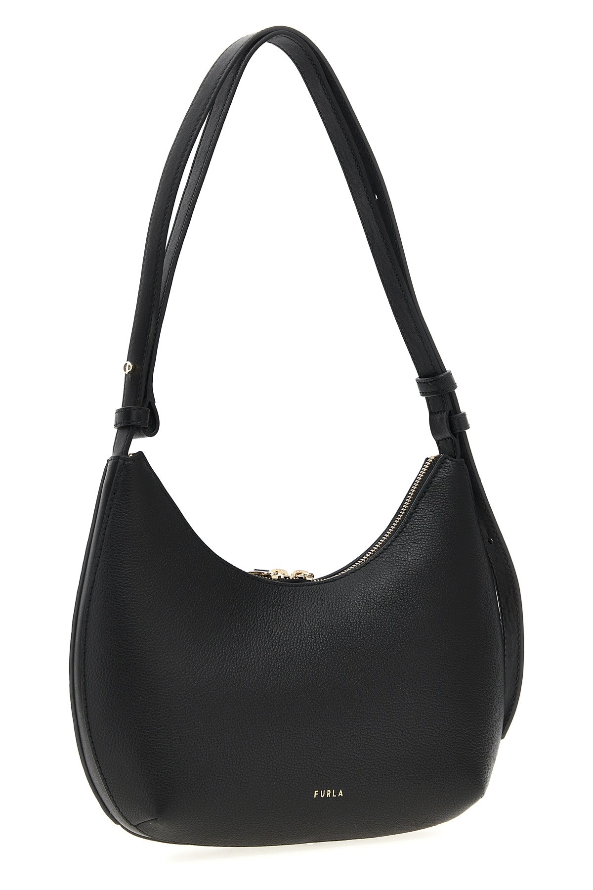 small furla goccia shoulder bag in hammered and smooth leather