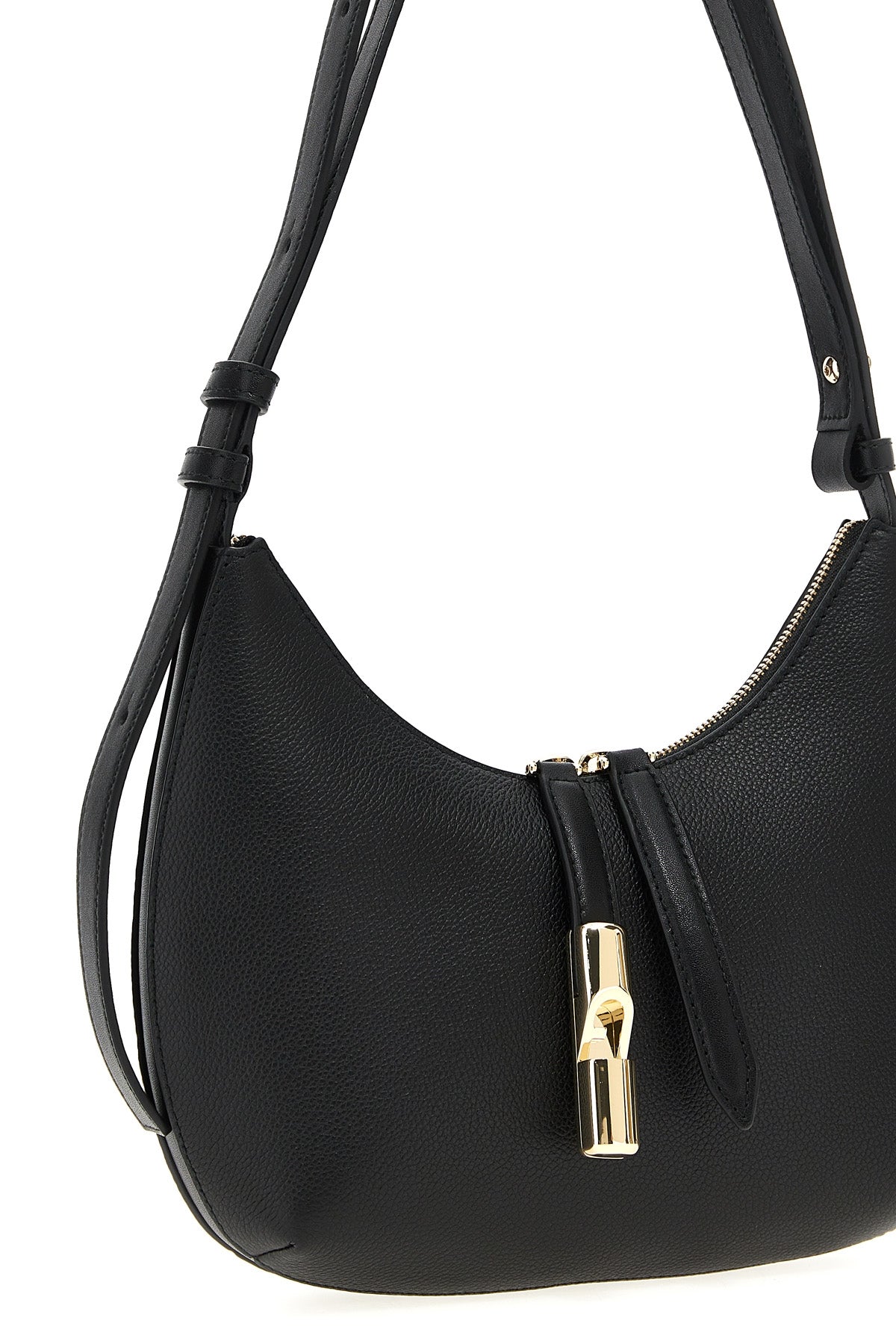 small furla goccia shoulder bag in hammered and smooth leather