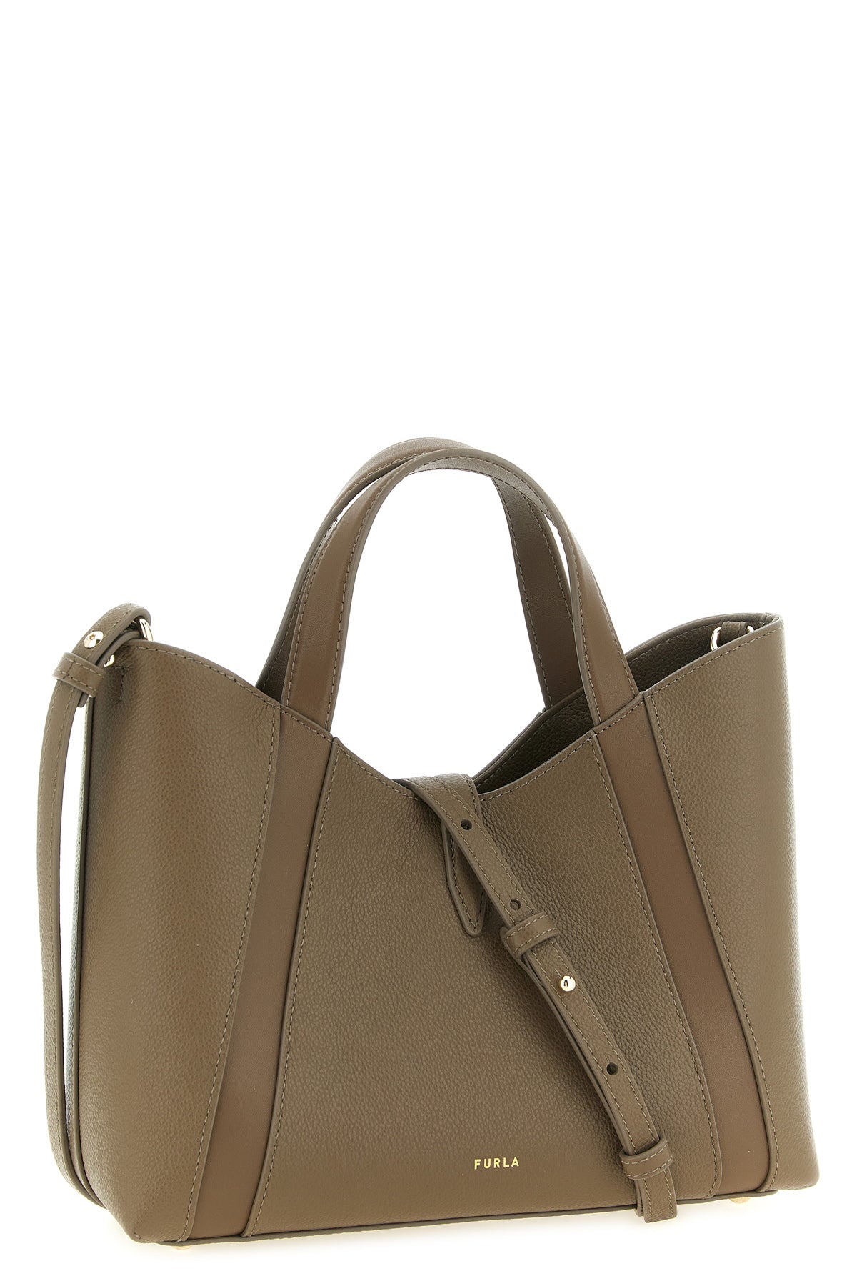 the furla goccia s tote bag in fine calf leather embodies a sculptural and con