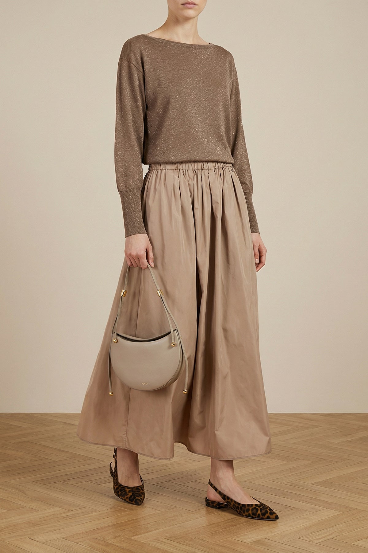 small furla moonstone shoulder bag in calf leather