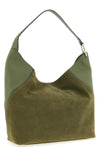 furla lara large shoulder bag in suede and smooth tone-on-tone calf leather