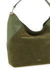 furla lara large shoulder bag in suede and smooth tone-on-tone calf leather