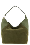 furla lara large shoulder bag in suede and smooth tone-on-tone calf leather