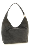 furla lara medium shoulder bag in suede and smooth tone-on-tone calf leather