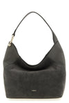 furla lara medium shoulder bag in suede and smooth tone-on-tone calf leather