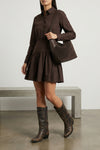 furla lara medium shoulder bag in suede and smooth tone-on-tone calf leather