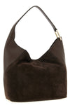 furla lara medium shoulder bag in suede and smooth tone-on-tone calf leather
