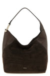 furla lara medium shoulder bag in suede and smooth tone-on-tone calf leather
