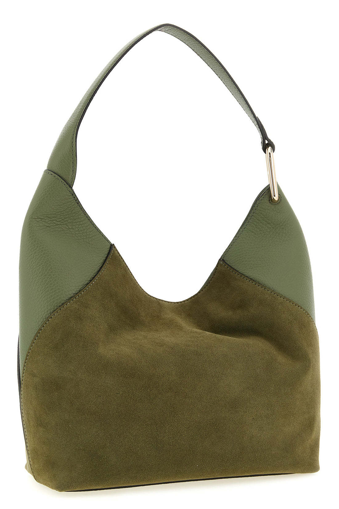 FURLA OS furla lara medium shoulder bag in suede and smooth tone-on-tone calf leather