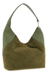 furla lara medium shoulder bag in suede and smooth tone-on-tone calf leather