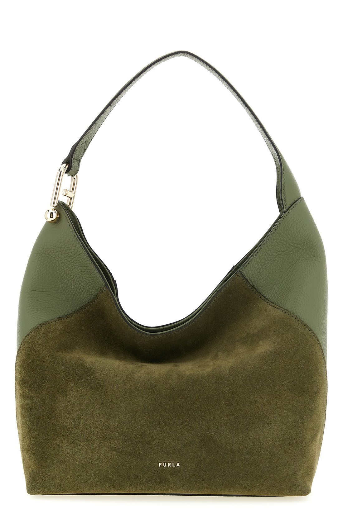 FURLA OS furla lara medium shoulder bag in suede and smooth tone-on-tone calf leather