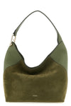 furla lara medium shoulder bag in suede and smooth tone-on-tone calf leather