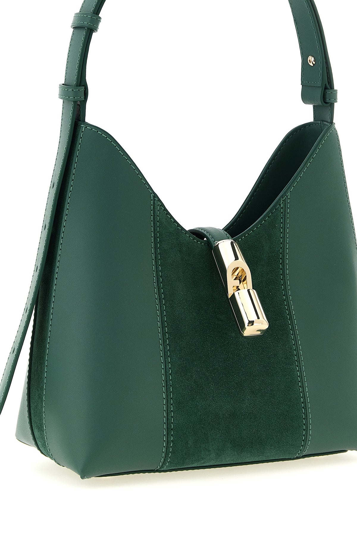 the furla goccia s hobo bag defines a curved and deconstructed shape through a