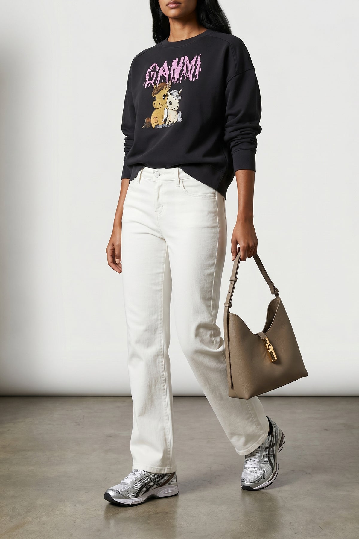 small furla goccia shoulder bag in smooth leather and printed midnight calfski