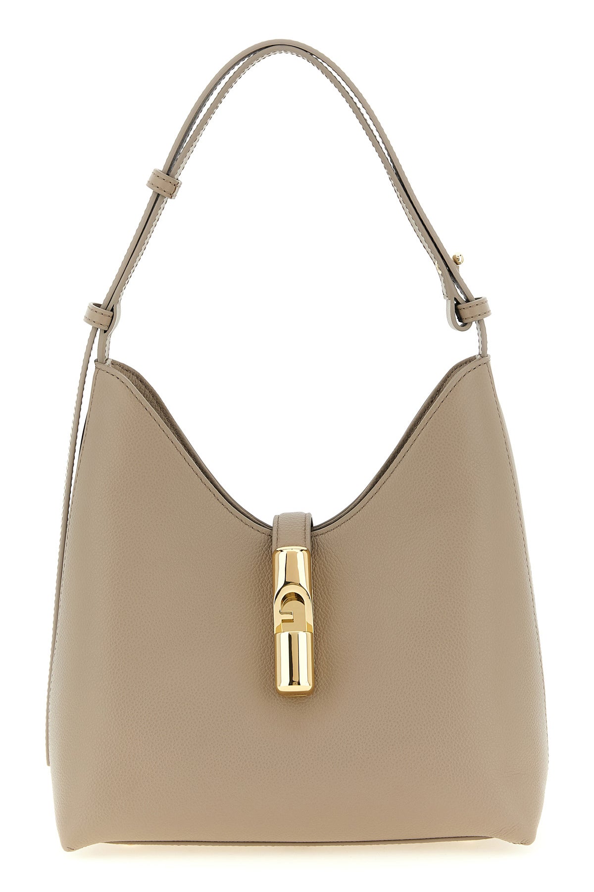 small furla goccia shoulder bag in smooth leather and printed midnight calfski