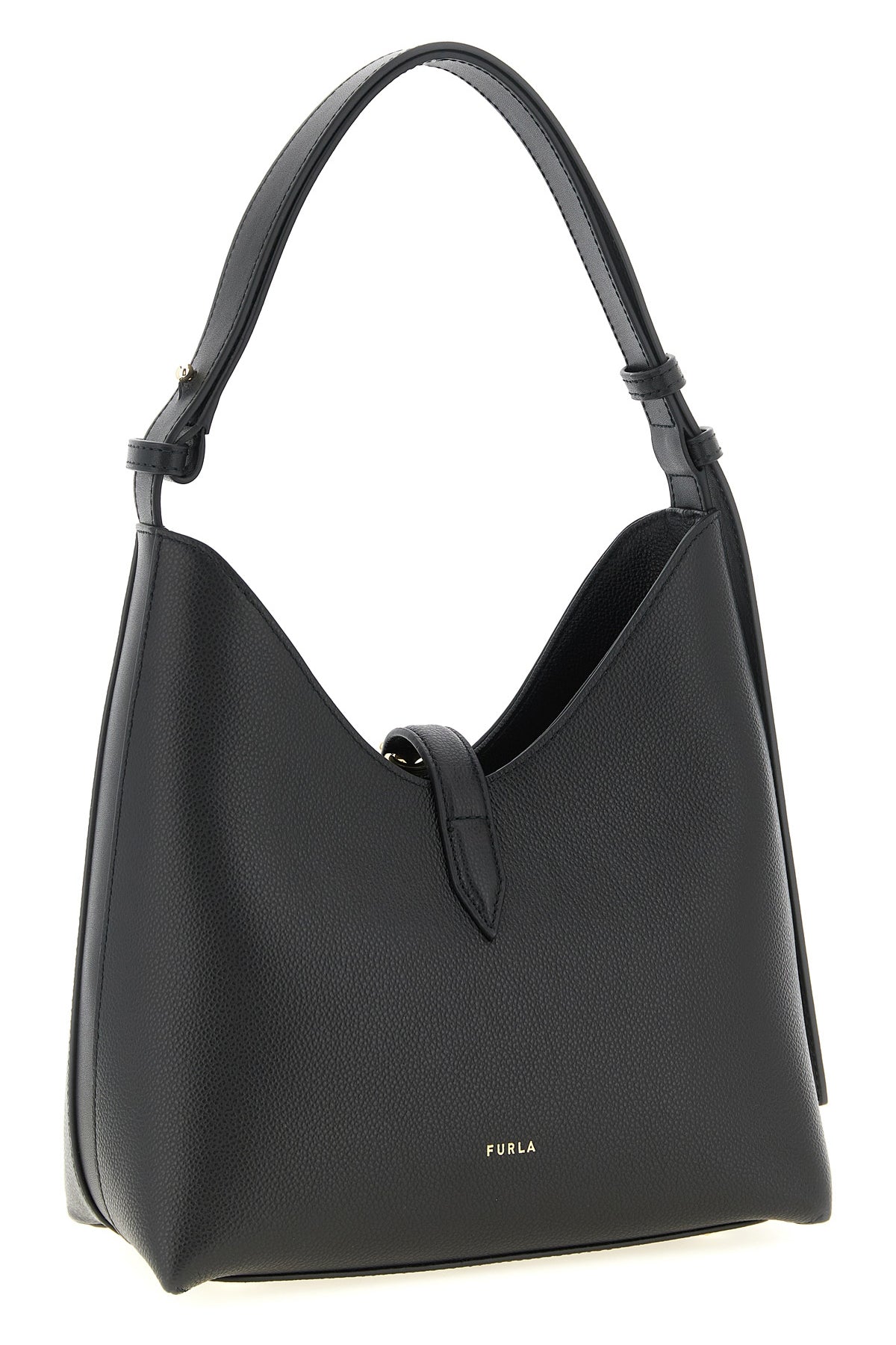small furla goccia shoulder bag in smooth leather and printed midnight calfski
