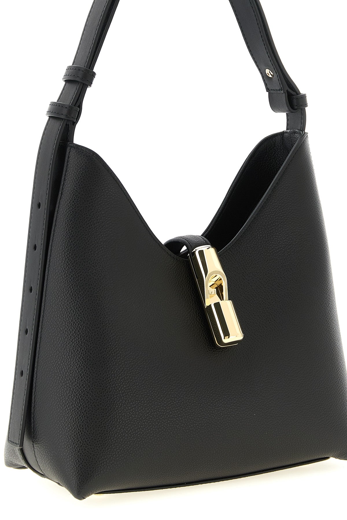 small furla goccia shoulder bag in smooth leather and printed midnight calfski