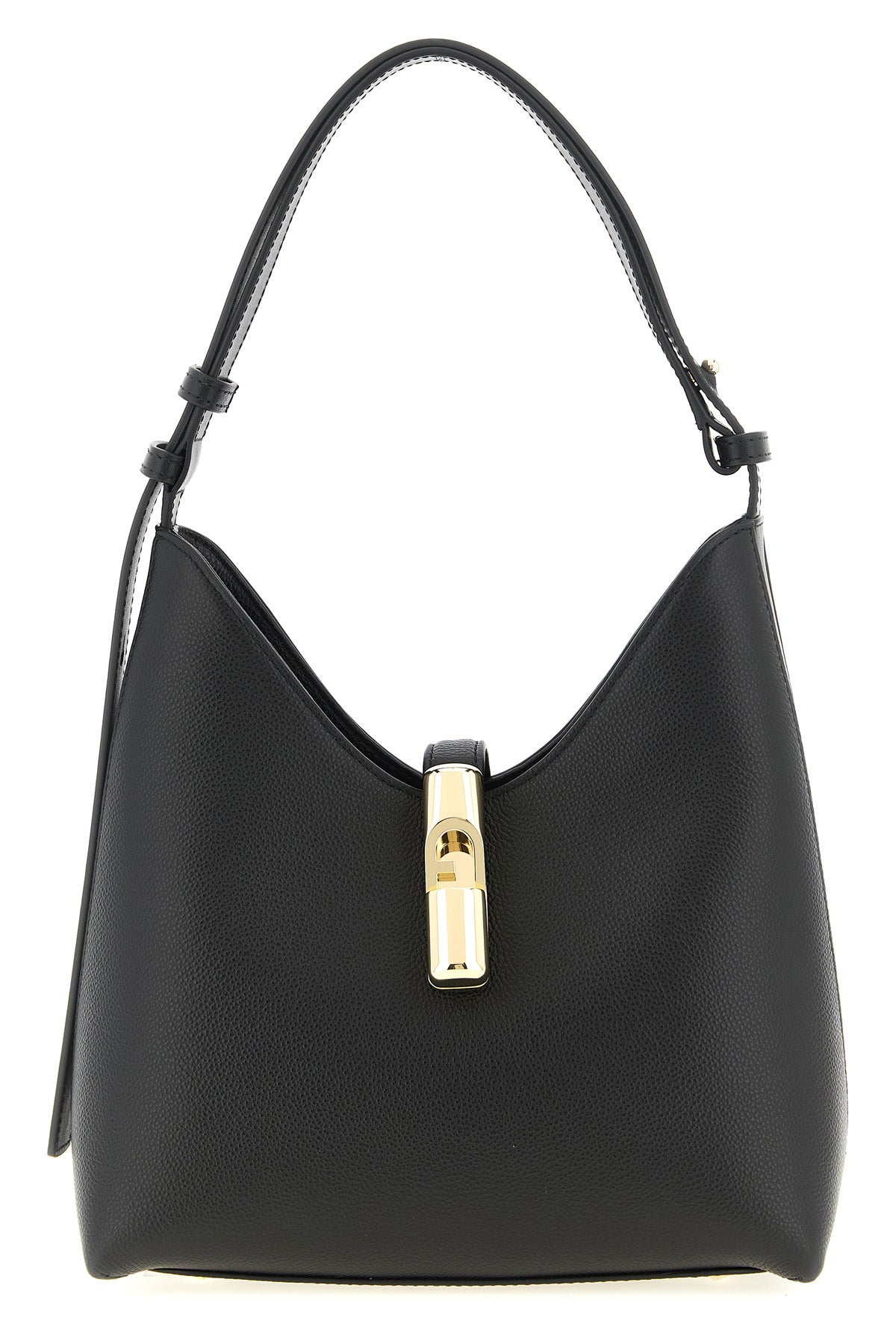 small furla goccia shoulder bag in smooth leather and printed midnight calfski