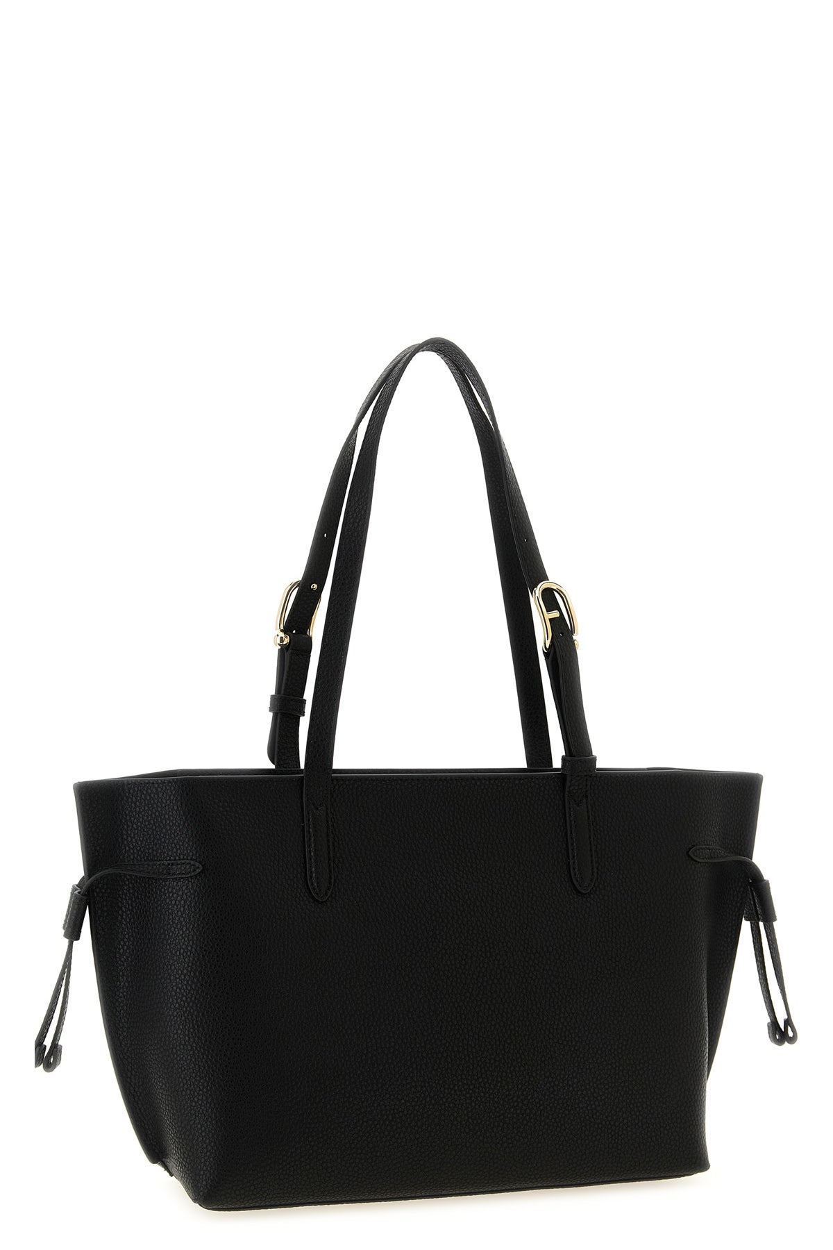the furla ava m black hammered calf leather tote bag features a structured and