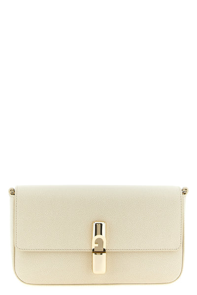the furla iride s crossbody bag in textured calf leather embodies a structured