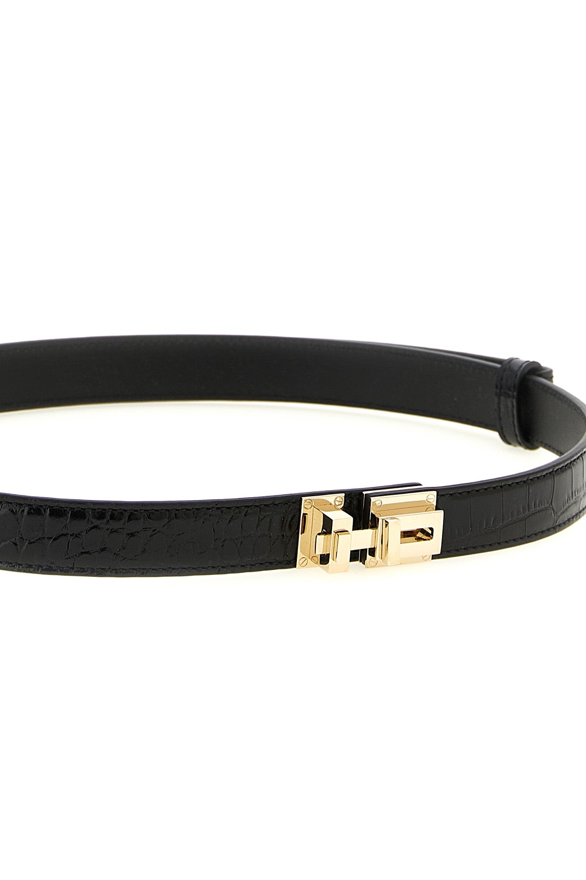 croc print leather belt