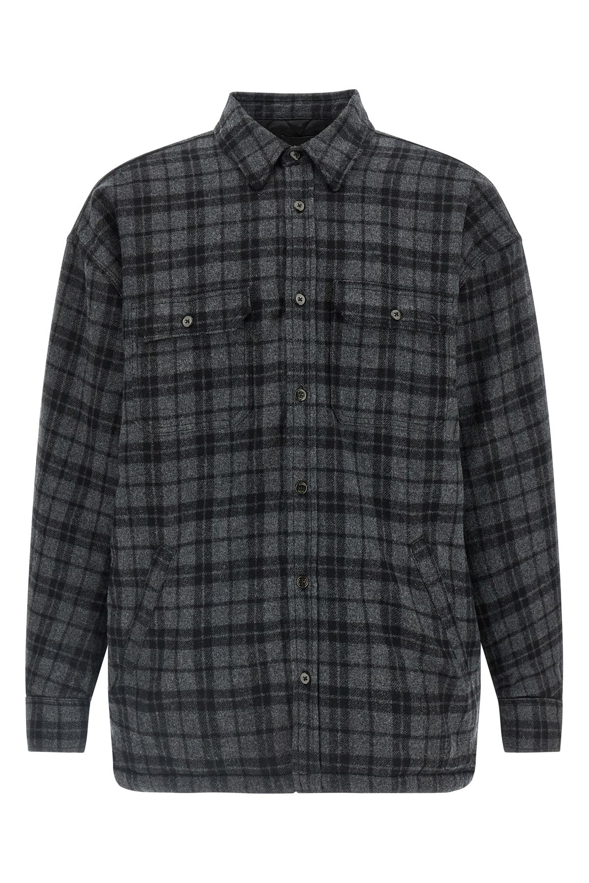 check patterned wool overshirt