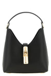 the furla iride mini handbag is made of textured black calf leather