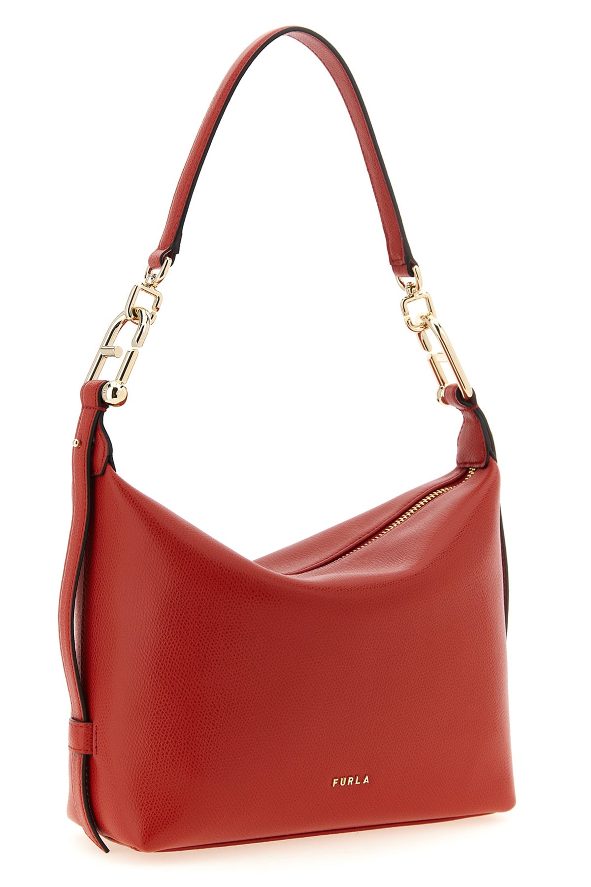 mignon furla tonie shoulder bag in fine grain-effect printed leather