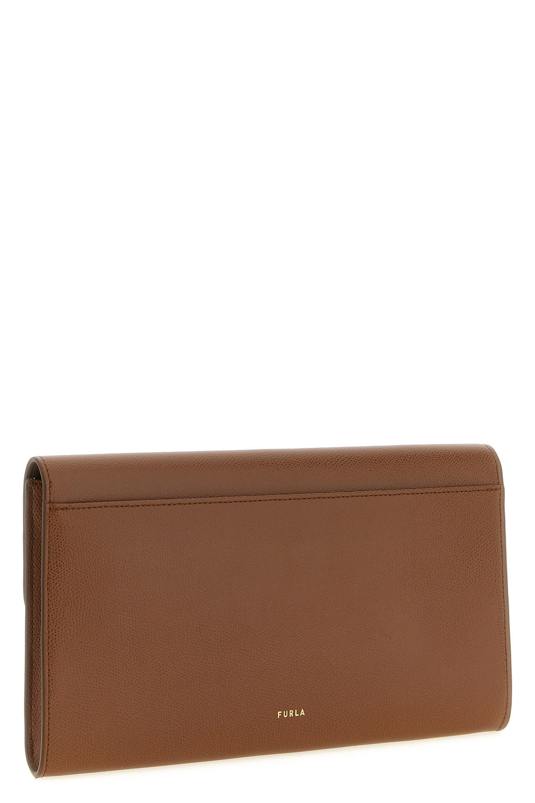 FURLA OS the furla iride clutch in fine brown printed calf leather features a rectangul