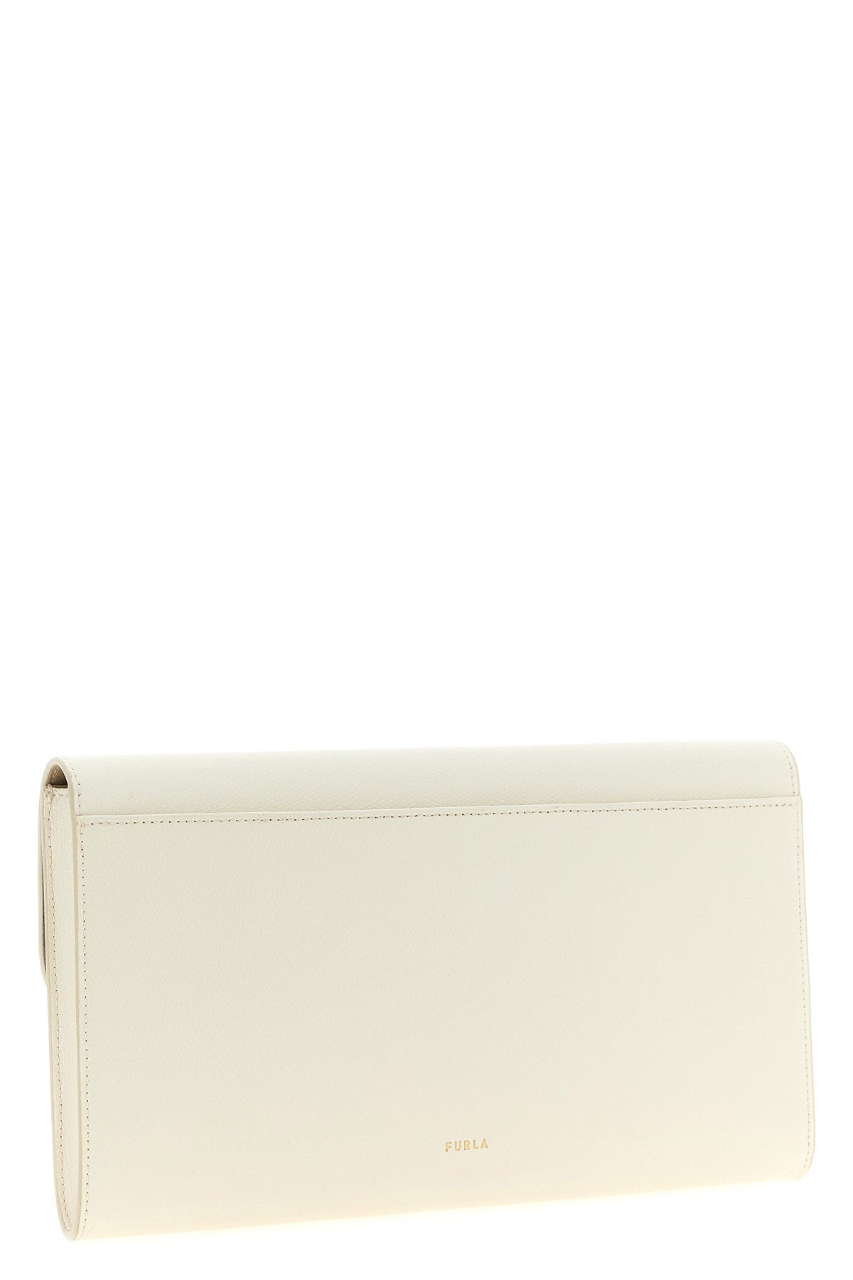 the furla iride printed calf leather clutch defines a rigorous and minimal aes