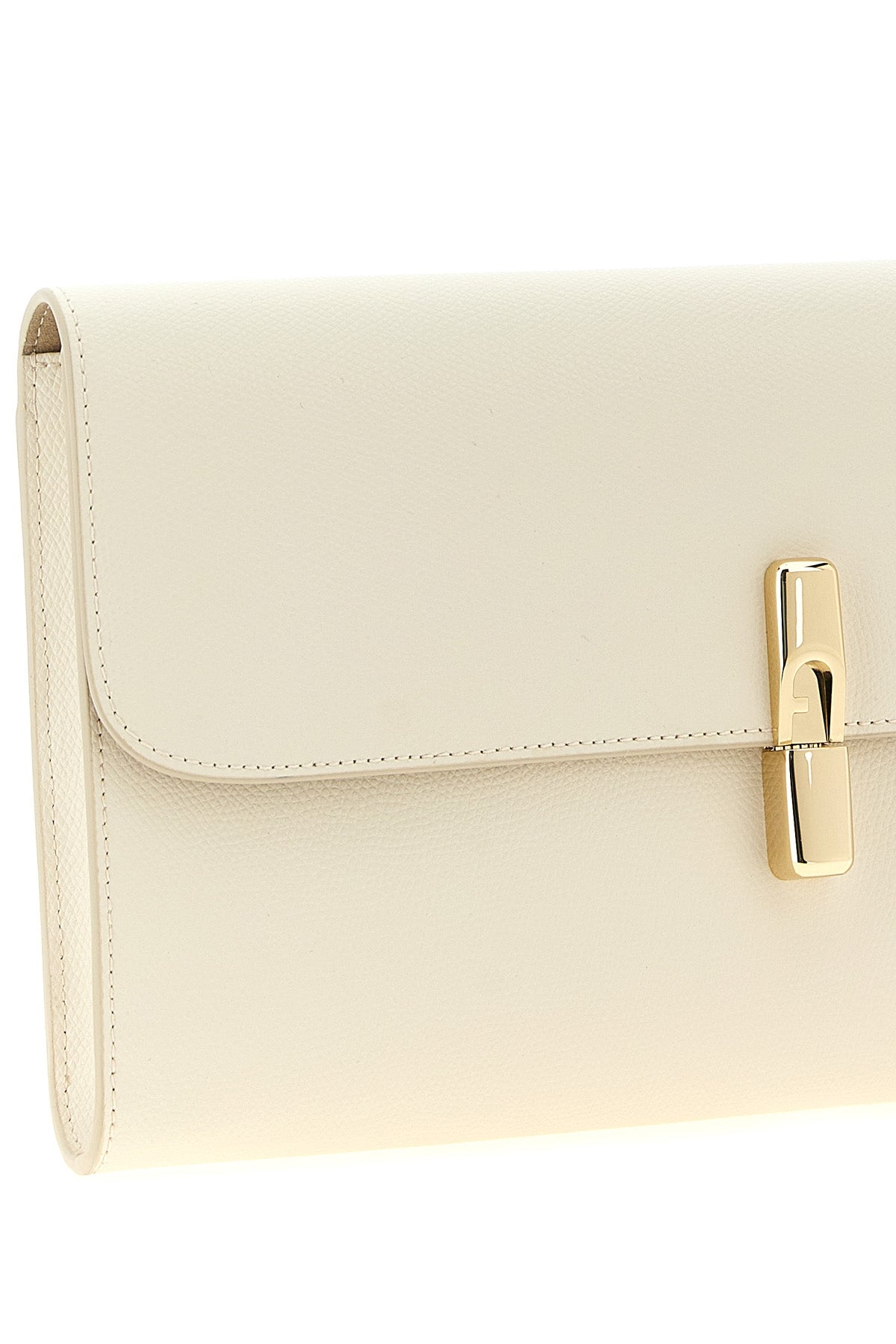the furla iride printed calf leather clutch defines a rigorous and minimal aes
