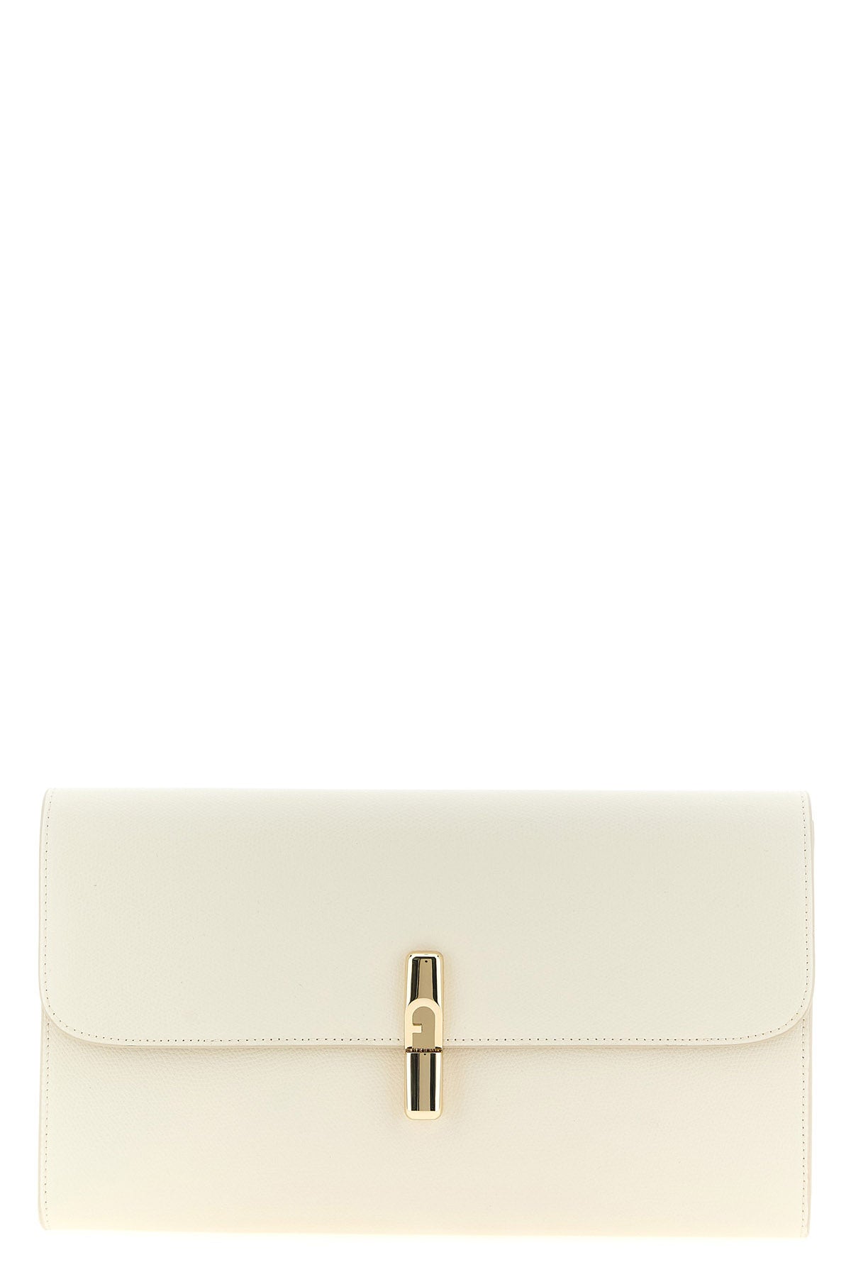 the furla iride printed calf leather clutch defines a rigorous and minimal aes