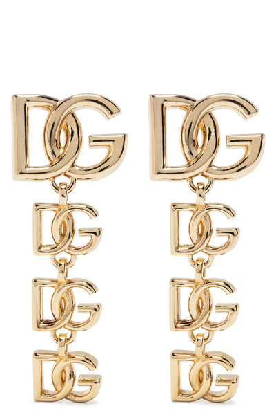 gold metal earrings