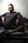 moon printed stretch fabric catsuit