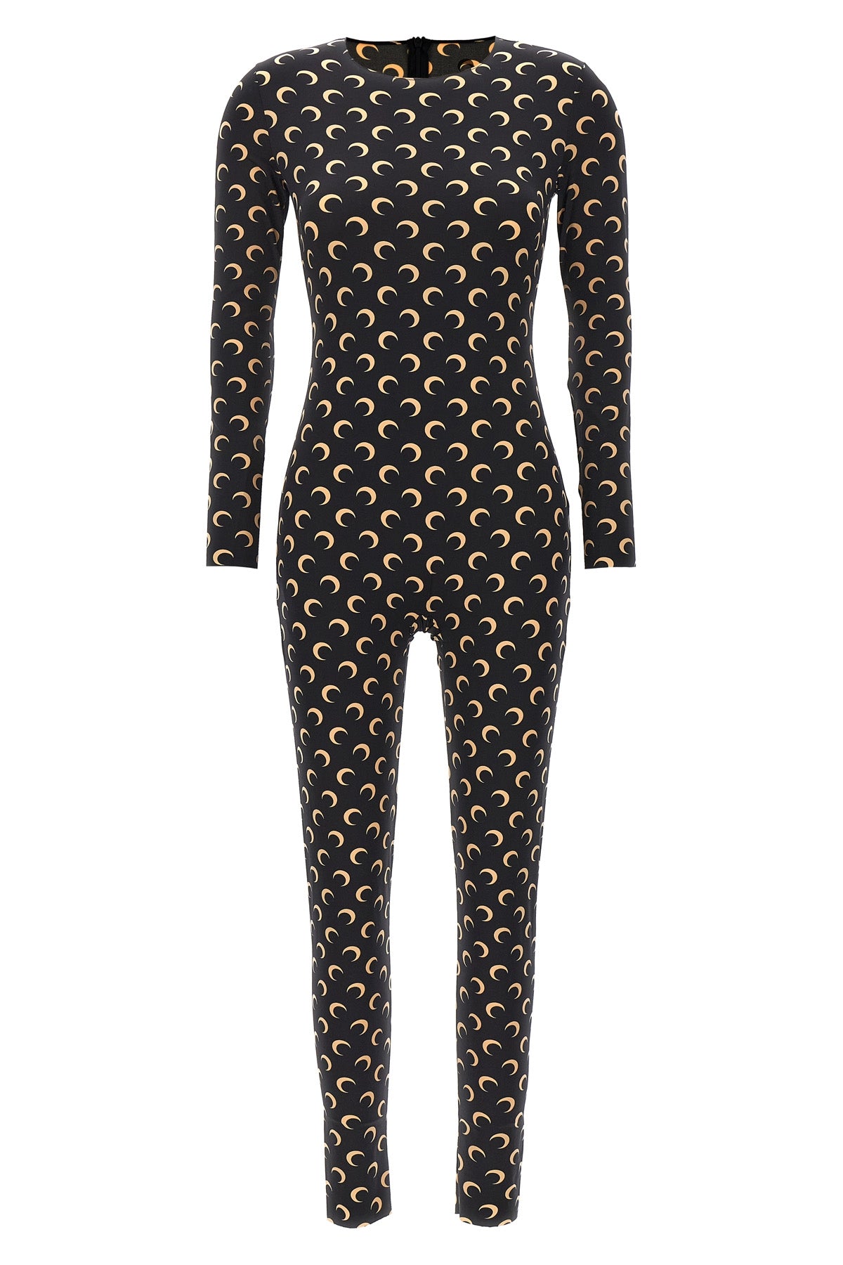 moon printed stretch fabric catsuit