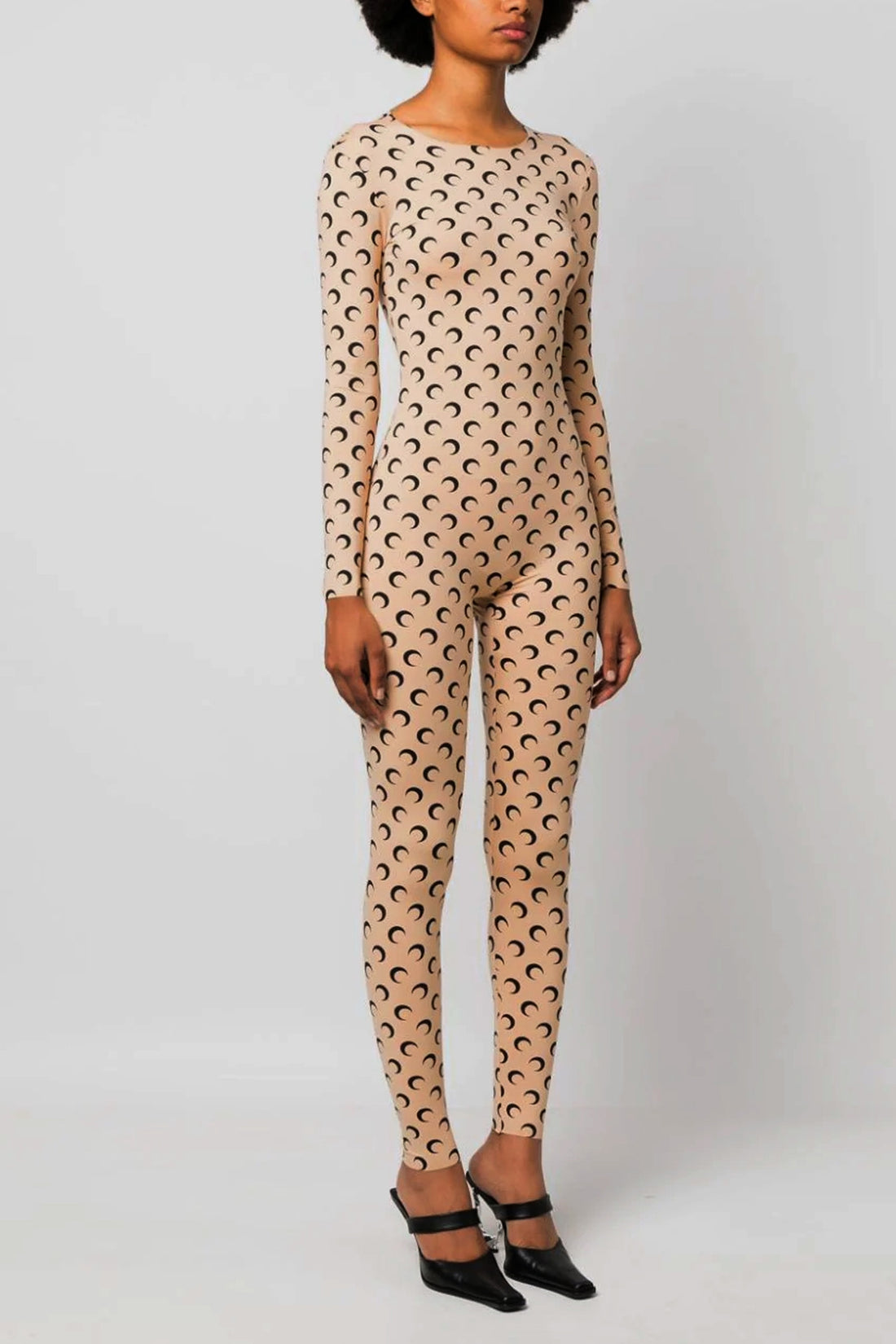 MARINE SERRE L moon printed stretch fabric catsuit