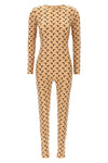 moon printed stretch fabric catsuit