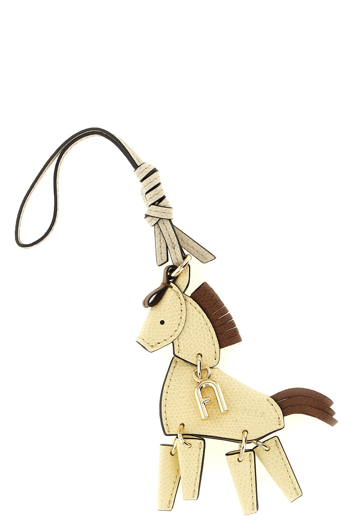 the horse-shaped furla allegra charm features a structured silhouette made of