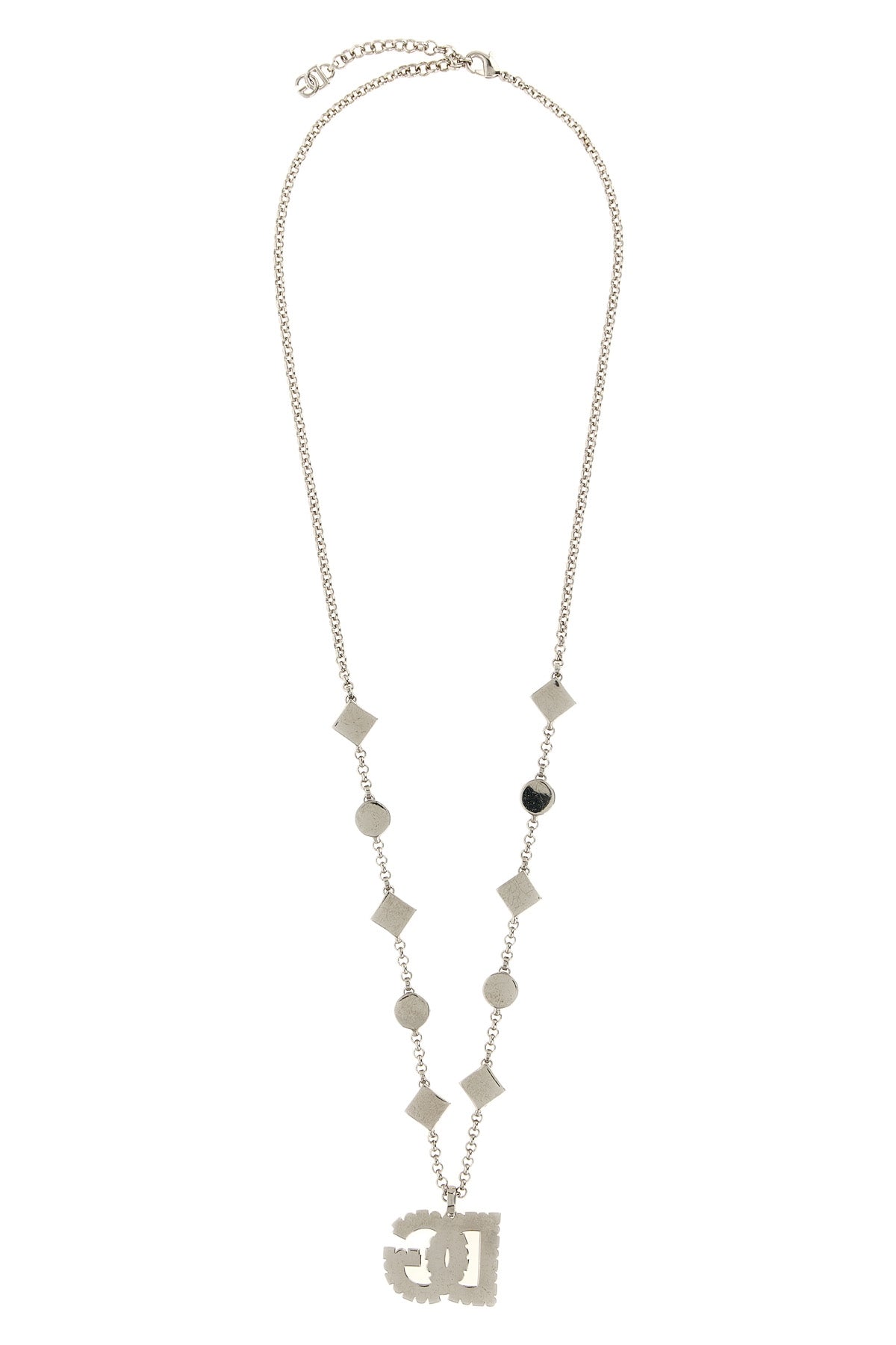 the dolce & gabbana thin chain necklace is distinguished by a meticulous silver