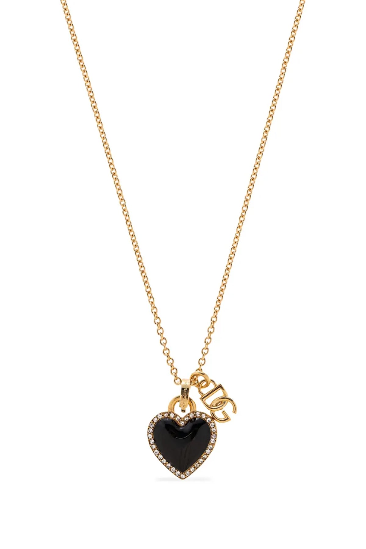 the dolce & gabbana heart logo necklace is distinguished by a thin gold-finish