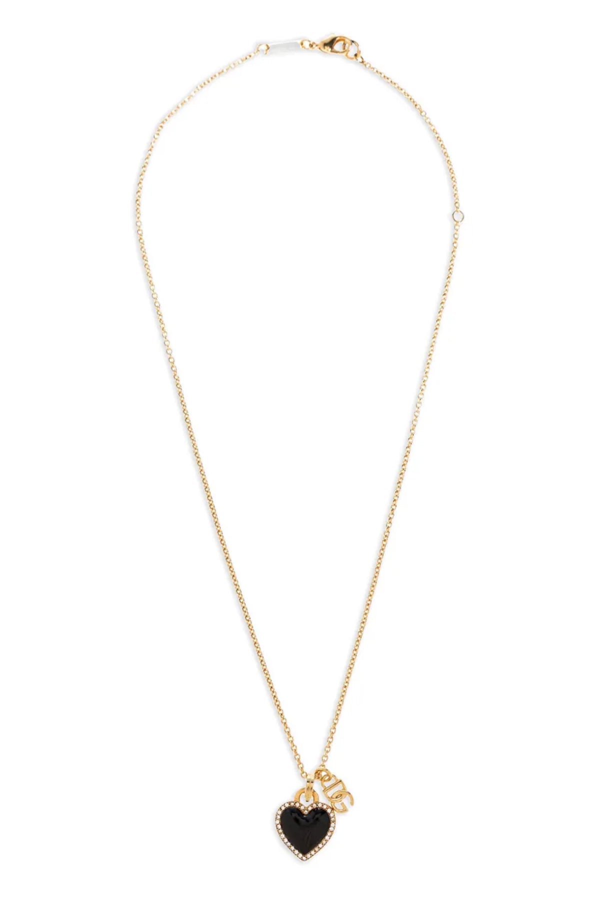 the dolce & gabbana heart logo necklace is distinguished by a thin gold-finish