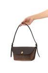 small shoulder bag in matt-grain coated paisley jacquard cotton fabric